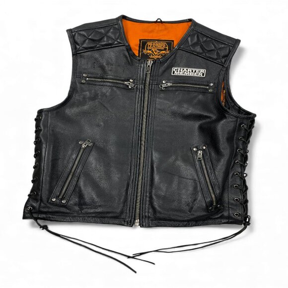 Milwaukee Leather Black Padded Heavy Motorcycle Biker Vest Men's Medium - Picture 10 of 10